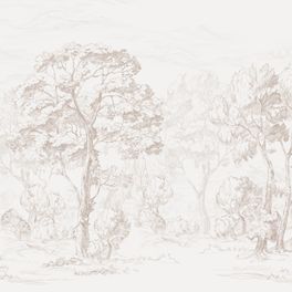 Панно "Sketch" арт.ETD9 002, из коллекции Etude, фабрики Loymina, с карандашным наброском леса, обои для столовой, заказать онлайн